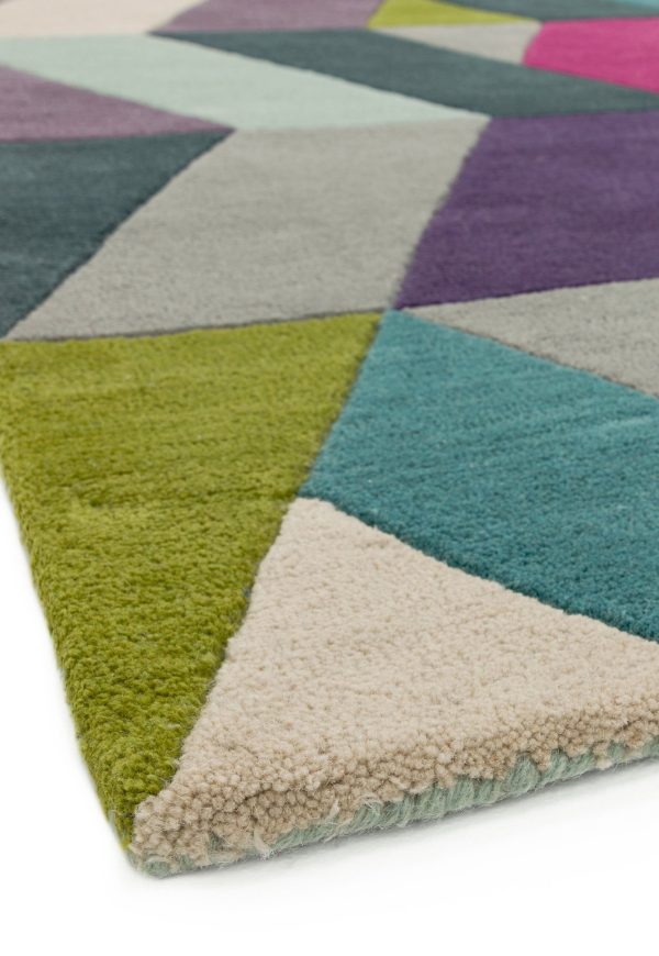 Carpete Funk Chevron Blue Green Wool Rug - Image 6