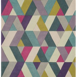 Carpete Funk Chevron Blue Green Wool Rug