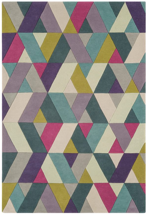 Carpete Funk Chevron Blue Green Wool Rug