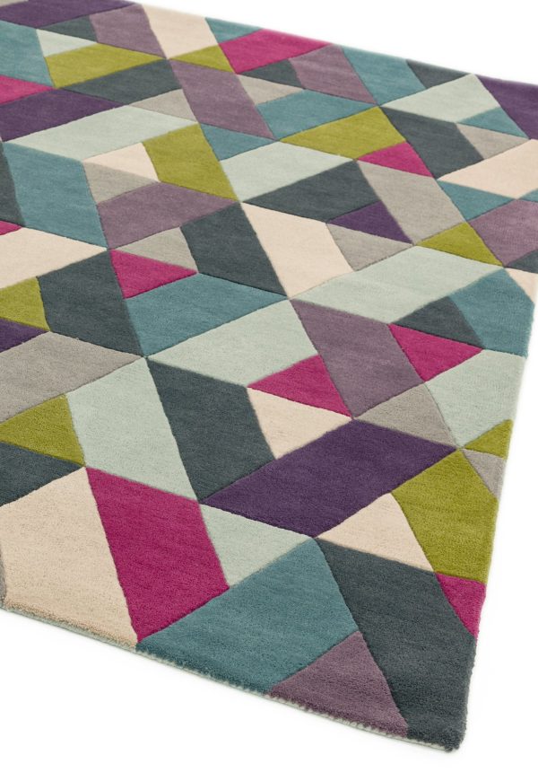 Carpete Funk Chevron Blue Green Wool Rug - Image 3