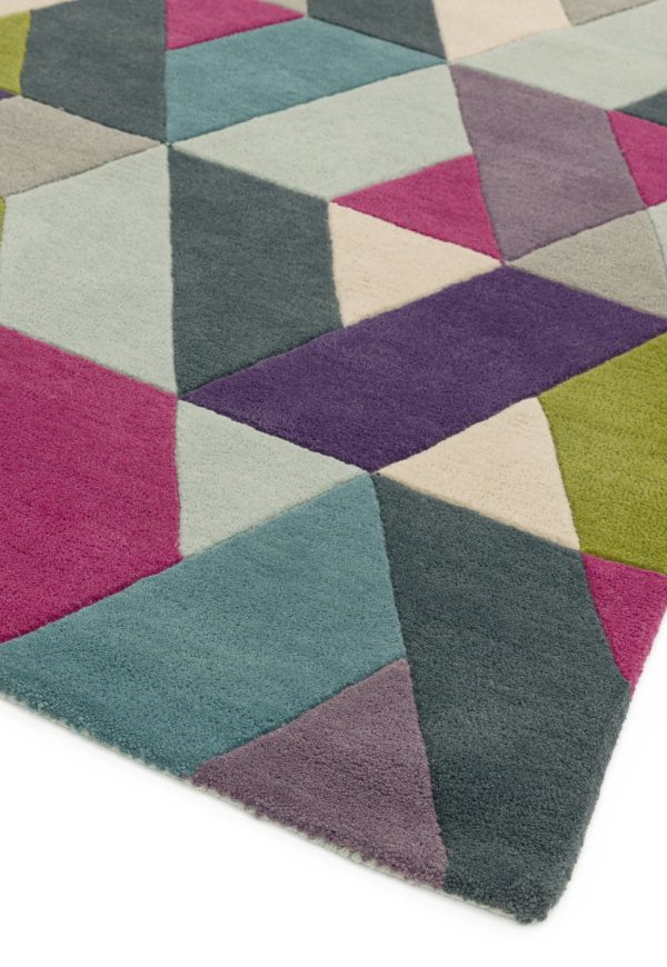 Carpete Funk Chevron Blue Green Wool Rug - Image 4